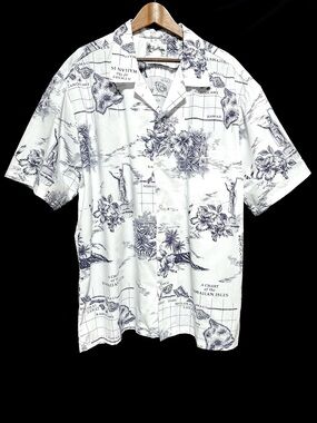 Howie Made in Hawaii Hawaiian Islands Map Print Aloha Shirt Cotton Rayon 3XL